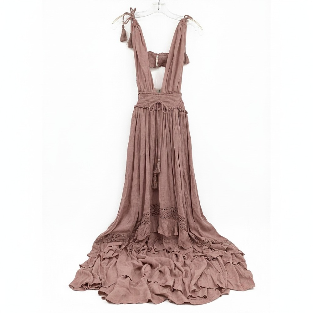 Free People Pink Lace Accent Boho Maxi Dress | Women’s Size S